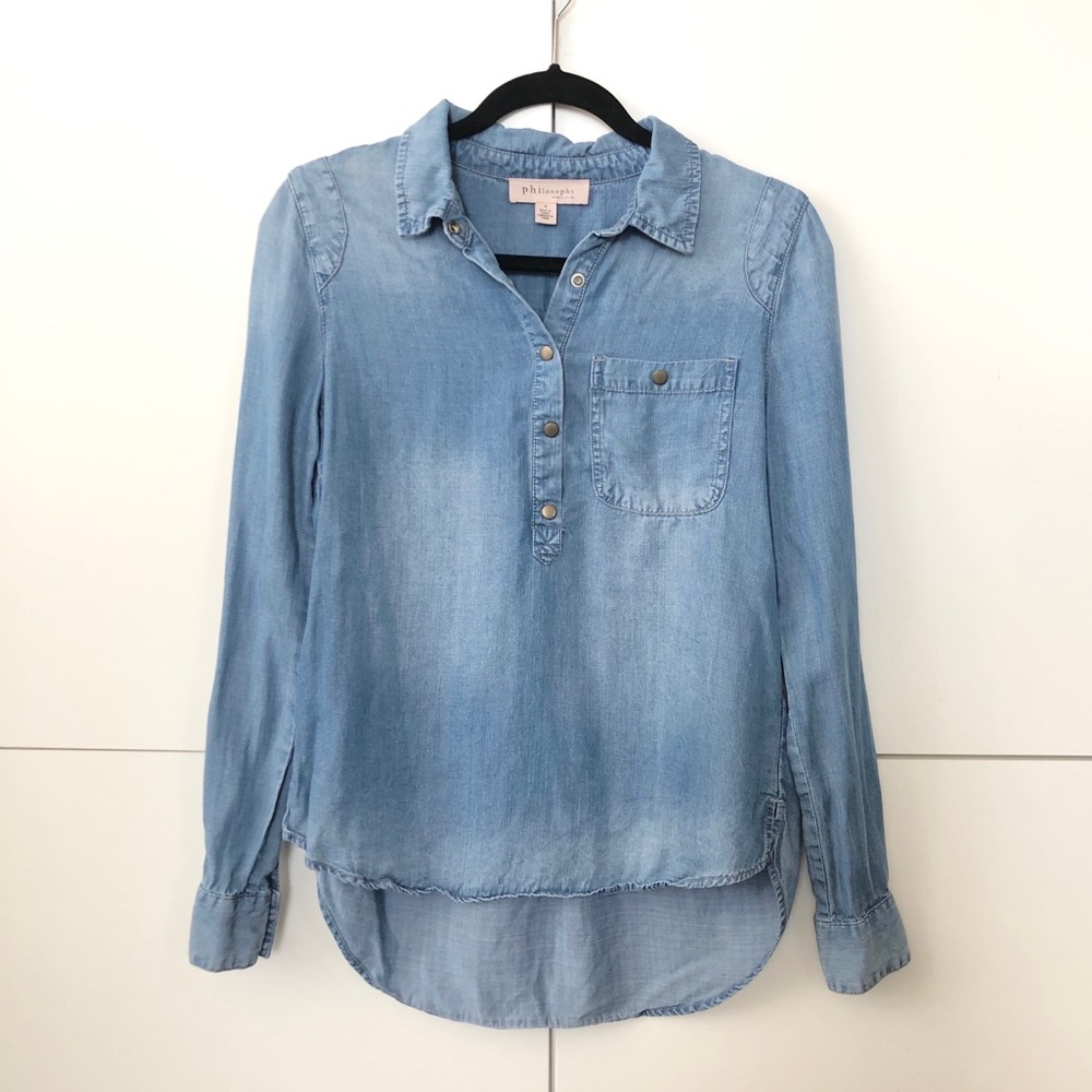 3/$30 Philosophy denim button up top